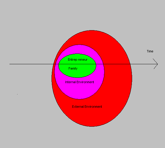 1.Ábra: a vállalkozás és a vállalkozó kapcsolata Belső környezet: termelés, adminisztratív szervezet, pénzügyi struktúra stb.