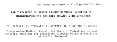 Mandellben citálták Acta Ped Hung. 1988.