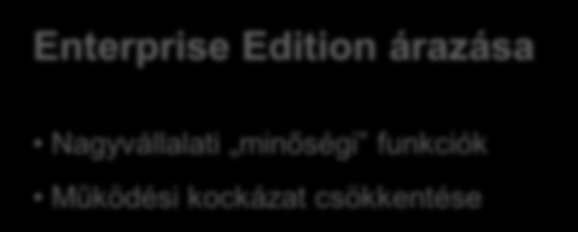 Rapid-I termékek licenszelése Community és Enterprise Edition-ben is elérhető termékek Rapid Miner RapidAnalytics Server RapidMiner Extensions (jelenleg a legnagyobb része) RapidNet Csak Enterprise