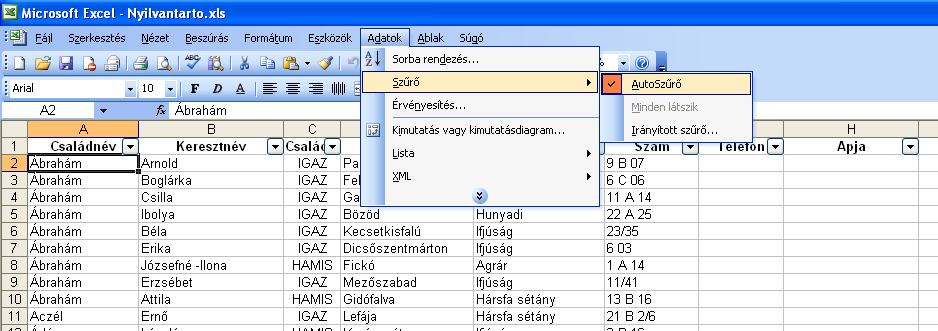 Excel 2003: hol, mikor és hogyan használjuk a programot Előfordulhat, hogy egy lista csak bizonyos sorait vagy csak néhány oszlopának adatait szeretné rendezni.