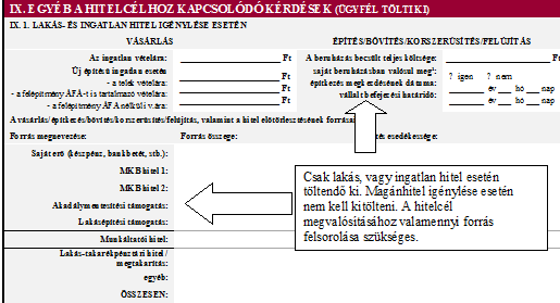 2.4.4. Hitelcél specifikus kérdések 2.4.5. Nyilatkozatok A Kérelmi nyomtatvány kötelező mellékletét képezi a Nyilatkozatok MKB Ingatlanfedezetű hitel igényléséhez nyomtatvány.