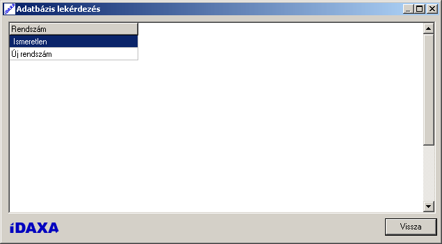 DIALÓGUS: ADATBÁZIS LEKÉRDEZÉS IDAXA ADATBÁZIS VISSZAKERESÉS ÉS NYOMTATÁS Ezen az ablakon lehet az adatbázislekérdezés eredményét megtekinteni.