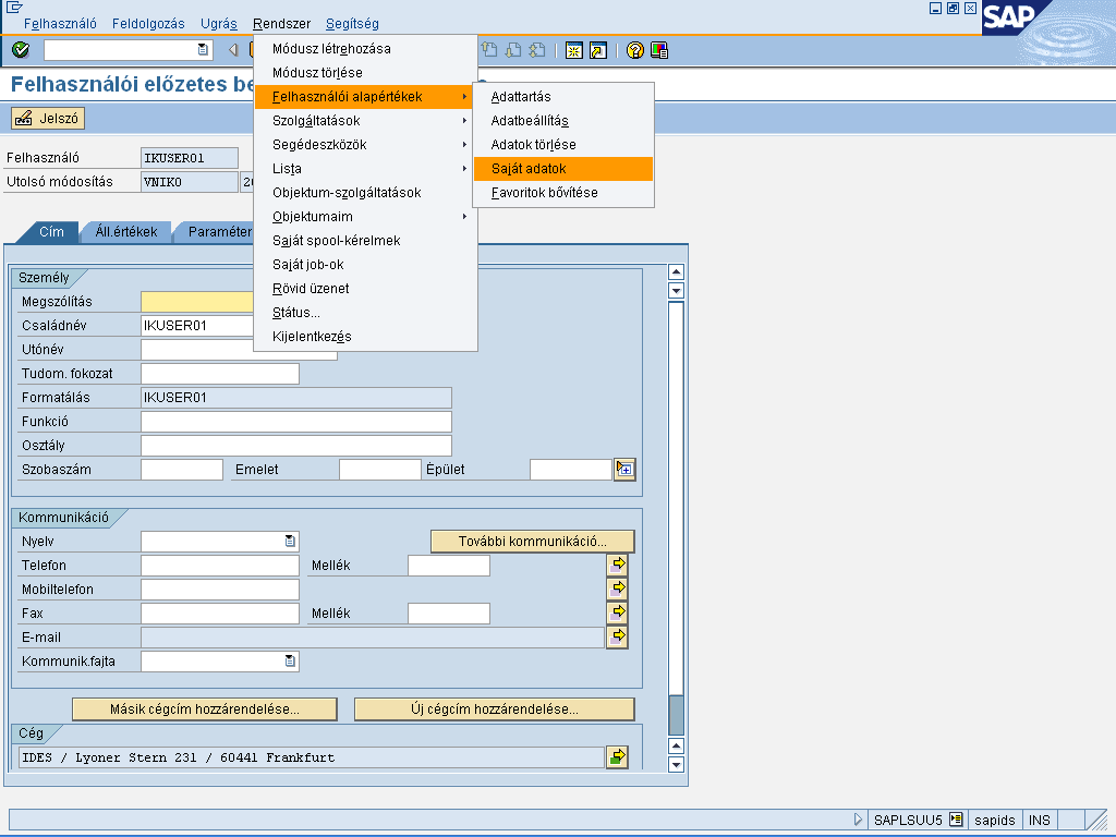 Az SAP testreszabása Tarcsi Ádám, ELTE