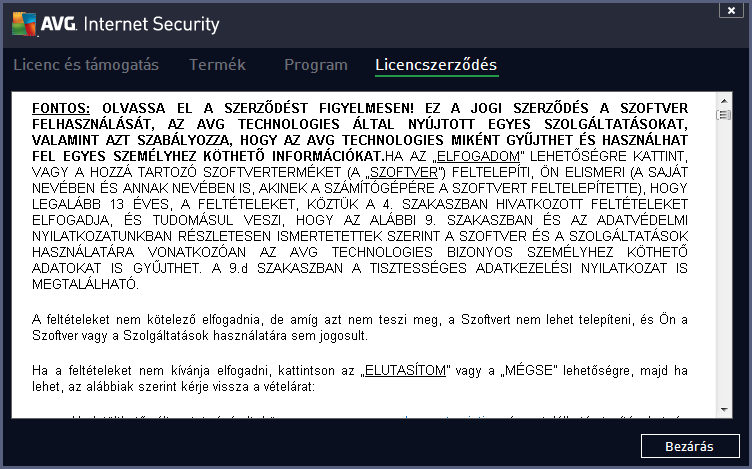 5.1.4. Beállítások Az AVG Internet Security 2013 karbantartása a Beállítások elemen keresztül érhető el.