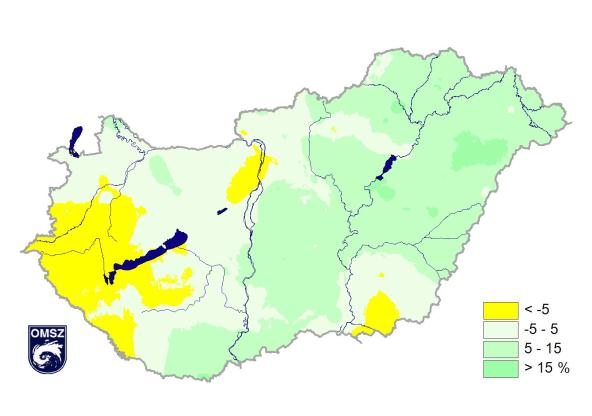 3. ábra: A hőhullámos napok alakulása országos átlagban 1901 és 2014 között (bal) és a változás területi jellemzői az 1981 2014 időszakra (jobb) 30 25 20 15 10 5 0 1901 1911 1921 1931 1941 1951 1961