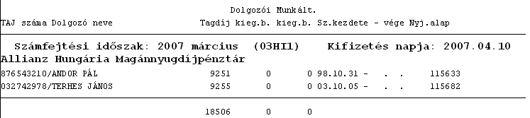 Magánnyugdíj pénztári levonások A levont tagdíjakat lehet kimutatni-, kezelni adott elszámolásra, elszámolásokra. Ezt általában havonta egyszer az adott havi elszámolásokat egyben kezeljük, kérjük le.