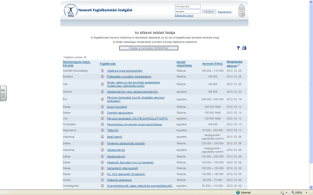 egész életen át tartó tanulásról szóló stratégia céljainak megvalósulásához a kutatás, a képzés és az információterjesztés eszközeivel járuljon hozzá. Álláskeresés http://www.afsz.hu/engine.aspx?