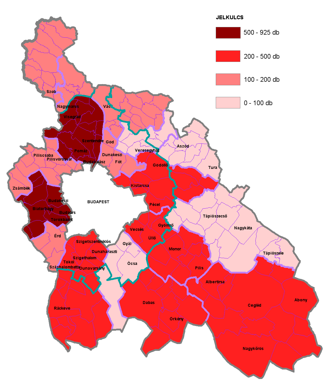 mokban bekövetkező változások eredője pozitív, azonban a megyében stagnálás (Váci kistérség) és csökkenés (Érdi és Gyáli kistérségek) is megfigyelhető 2005-höz képest.