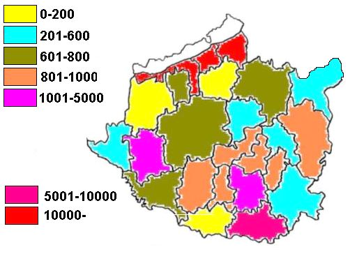 3. térkép: Vendégéjszakák száma ezer főre vetítve kistérségenként (2004) Az adatok az utazási szokások átalakulását jelzik: egyre fontosabbá válik a gyakoribb, de időben pár napra korlátozódó, és