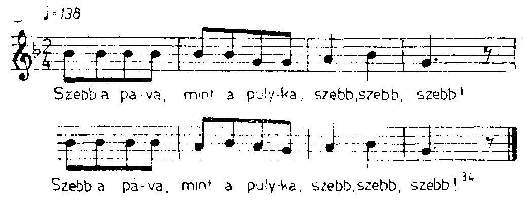 110 A szelíd nyuszit szívesen simogatja, etetgeti. Ilyenkor mondja: Nyuszi, nyuszi, nyulacskám, Ne félj tőlem, nincs puskám. Van ám nékem egyebem, Friss káposztalevelem.