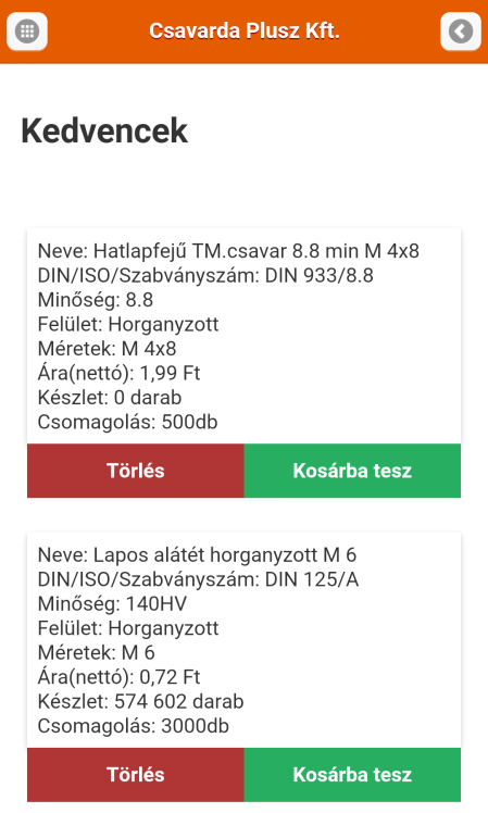 Ezután a képernyő automatikusan a szűrésnek megfelelő termékeket mutatja. 5 Amennyiben a szűrést módosítaná, térjen vissza a képernyő tetejére.