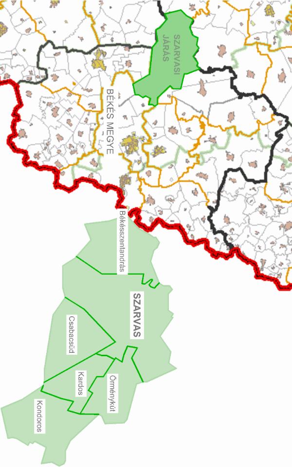 HELYZETFELTÁRÓ- HELYZETELEMZŐ - HELYZETÉRTÉKELŐ MUNKARÉSZEK 17 Békés megye Békés megyében a közép- és kisvárosok viszonylag egyenletes rendszere dominál.