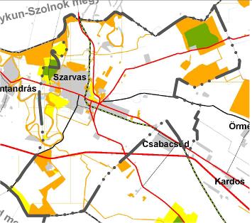 HELYZETFELTÁRÓ- HELYZETELEMZŐ - HELYZETÉRTÉKELŐ MUNKARÉSZEK 37 A város igazgatási területét a megyei szerkezeti terv az erdőgazdálkodási, a mezőgazdasági, a vegyes, vízgazdálkodási és a városias