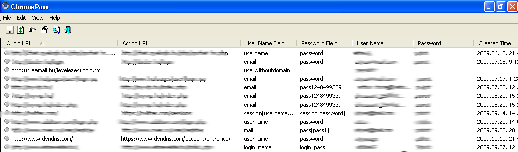 Ha a load the passwords of the current logged-on user- t választjuk, akkor a program automatikusan megkeresi a Web Data fájlt és betölti a tárolt login adatokat, ahogy az a 8-es számú ábrán látszik.