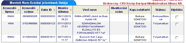 Email értesítő: 5.2.2.6 Lementett jelentés véglegesítése és beküldése Lementett jelentéseit 7 napig a kezdőlap alján megjelenő Értesítések pontban érheti el.