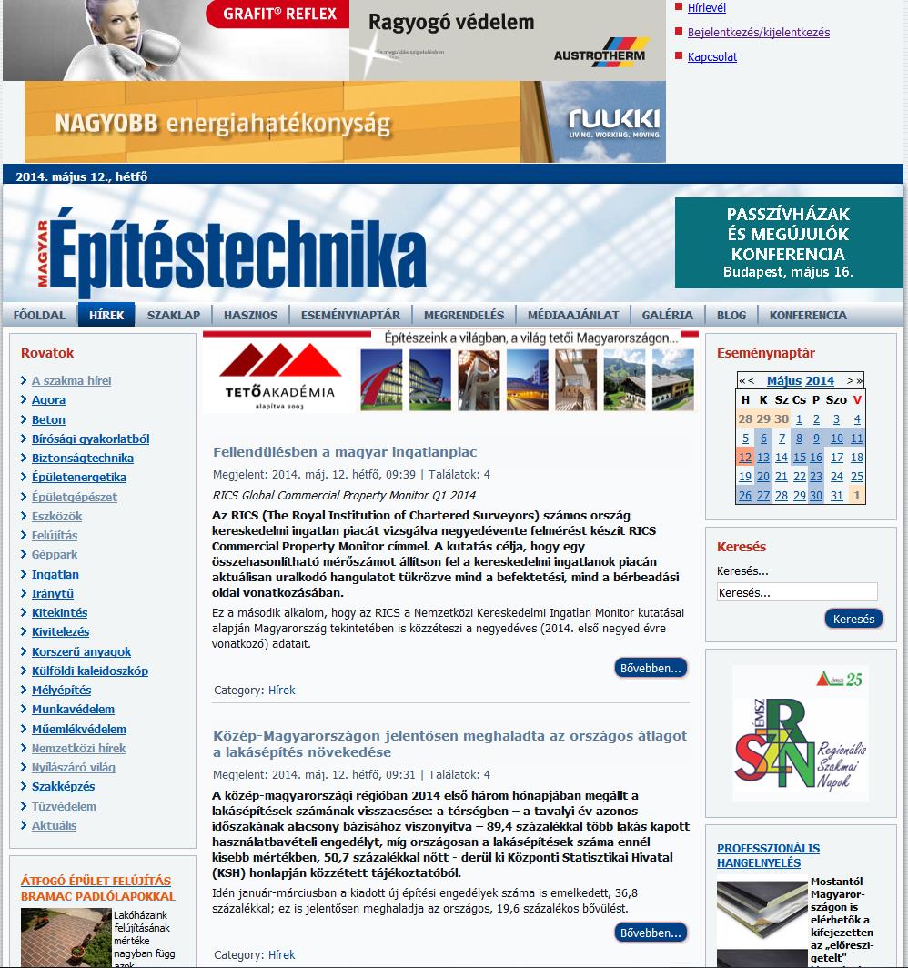 Fő célcsoport: építőipari szakemberek www.magyarepitestechnika.hu 2013. október 2014.