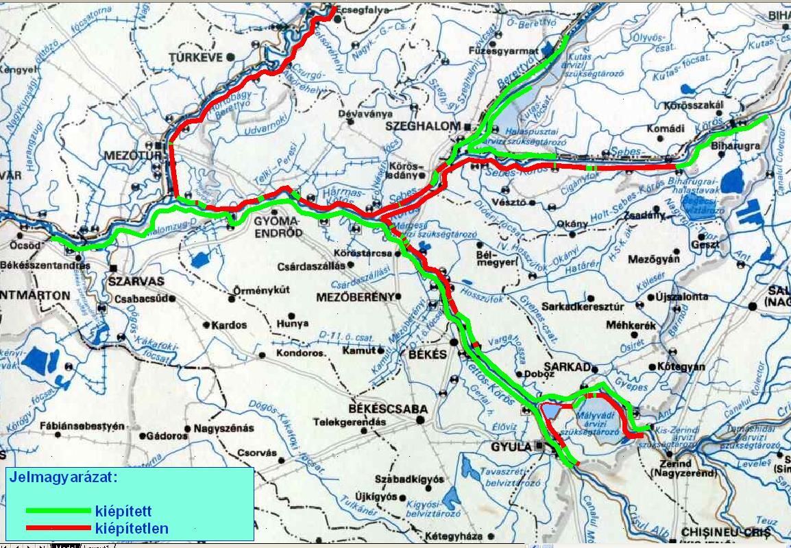 A fővédvonalak 58,8 %-a (183,9 km) felel meg geometriai értelemben a mértékadó árvízszint, magassági biztonság, minimális keresztmetszeti méretek alapján meghatározott