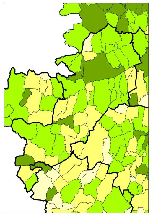 63 1.7-13. ábra:száz lakosra jutó adófizetők száma, fő Forrás: Lechner Nonprofit Kft. 2012-ben Körmendnél magasabb volt a száz főre jutó adófizetők aránya pl. Szalafőn, Szattán, Viszákon is.