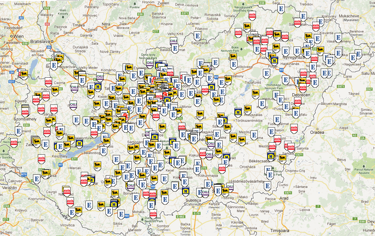 27. Ábra Bio-etanol töltőállomások elhelyezkedése 70 10.12 Bio-etanol termelés 70 E85 Kutak, 2013.03.