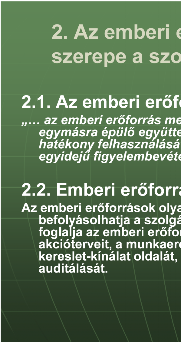 2. Az emberi erőforrás menedzsment szerepe a szociális intézményekben 2.1.