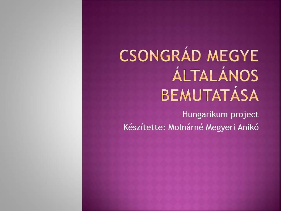 CSONGRÁD MEGYE CSONGRÁD MEGYE ÁLTALÁNOS BEMUTATÁSA Csongrád megyét 3-3 alkalommal dolgoztuk fel.