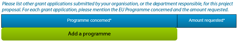 B.3: Egyéb EU-s támogatás megadása A kérdéseket külön-külön meg kell válaszolni a pályázóval és a partner szervezetekkel kapcsolatban is. A B.