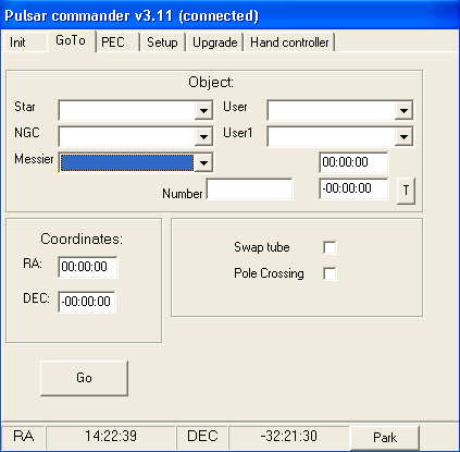 6. ábra. Az elosztó webes felülete. 7. ábra. GoTo a Pulsar Commanderrel. 4.3. A MaximDL programmal Figyelem!