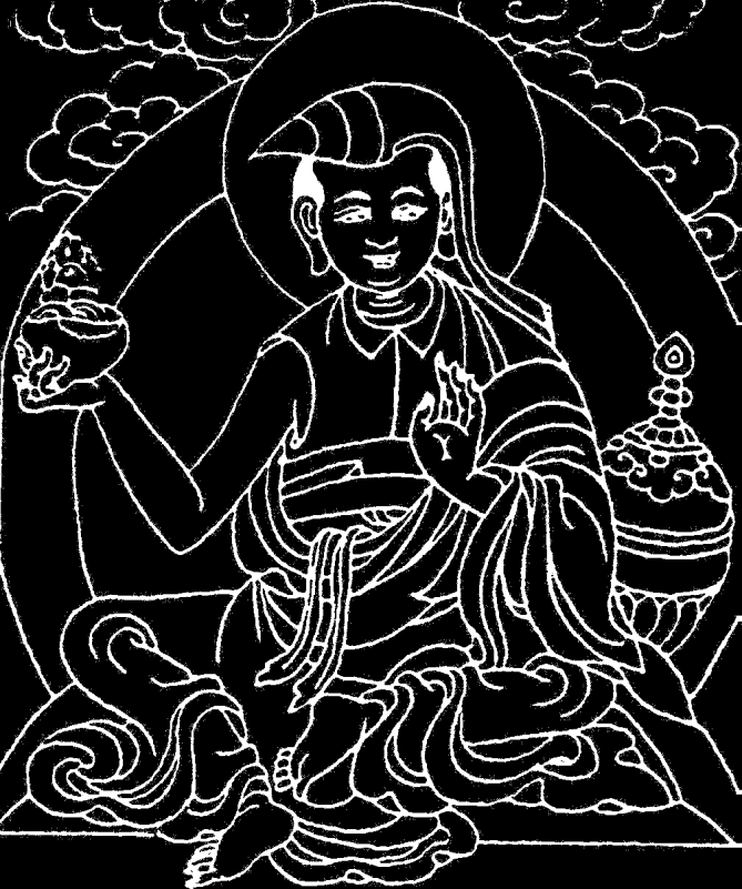 Padmaszambhava A hagyomány szerint szivárványszínû felhõként érkezett Tibetbe, és a buddhizmus népszerûsítését azzal kezdte, hogy varázstudományát megosztotta a tibetiekkel.
