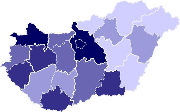 Közép- Magyarország Közép- Dunántúl Nyugat- Dunántúl Dél- Dunántúl Észak- Magyarország Észak- Alföld Dél- Alföld 3. ábra.