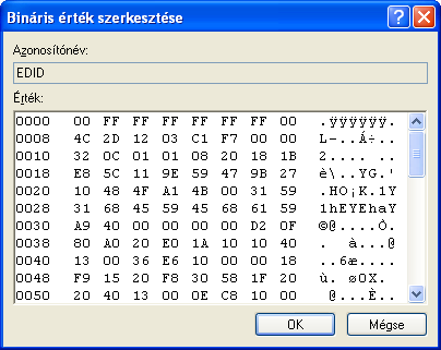 6.1.1 Az EDID Viewer 1.0 szoftver A Microsoft Windows támogatja az ún. Plug & Play eszközöket, vagyis le tudja kérdezni a kijelzőazonosítási adatokat.