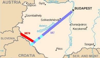 Az M70-es autópálya kiiktatta a horvát szakaszt a szlovén kapcsolatból M70-es autópálya 2006-ban készült el (az M7