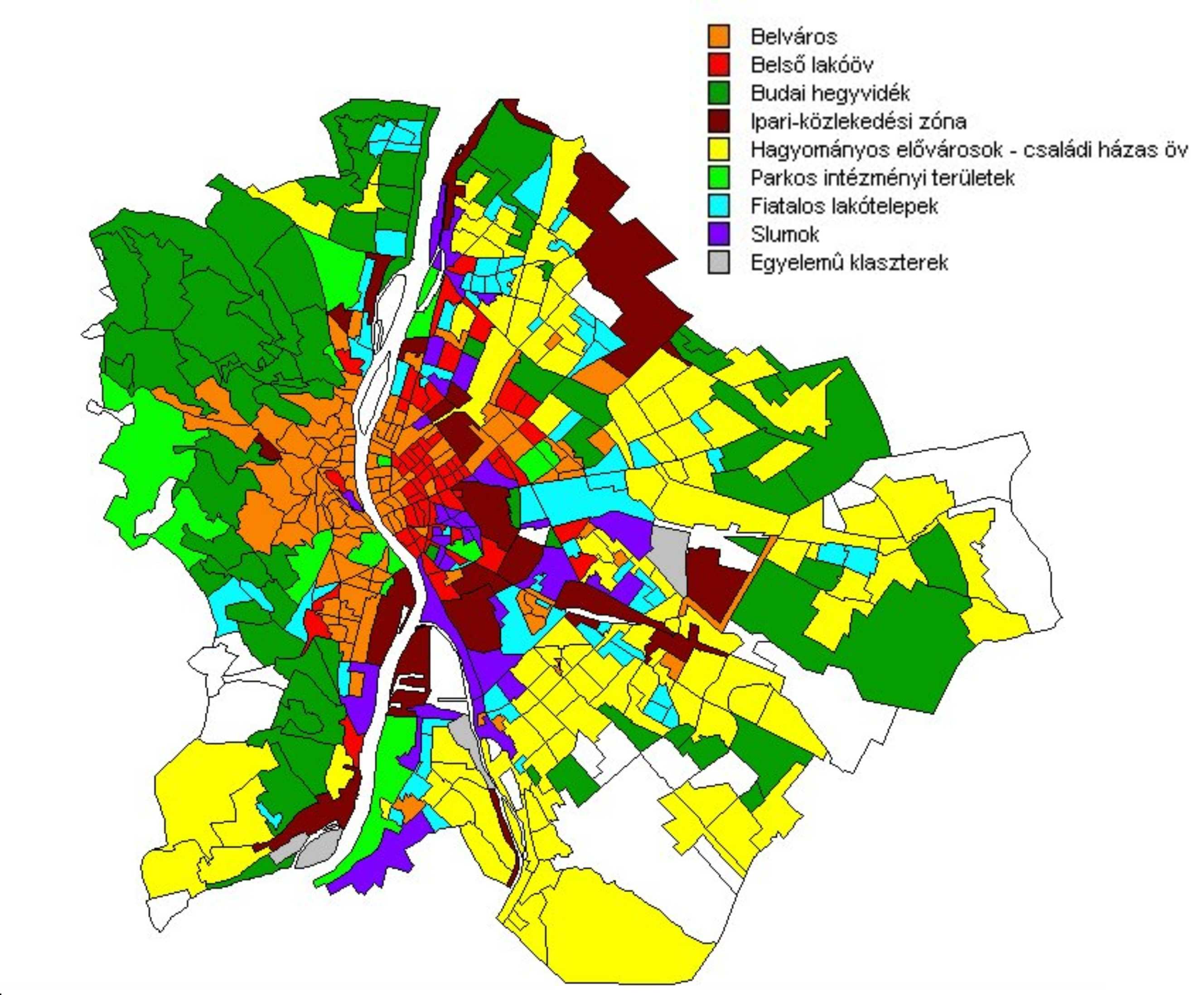 2. A kutatás módszertani háttere 14 2. térkép. A főkomponens-analízis faktorai által létrehozott társadalmi tér 2001-ben (Berényi Zábrádi 2006) volna vizsgálni a kutatásban. Az V.