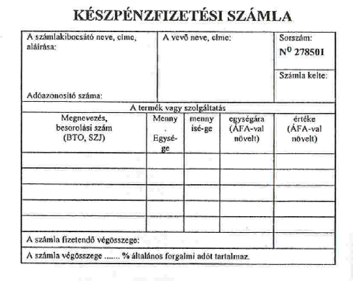 Áfatörvény alapján a számlának a következ t kell tartalmaznia: - számla sorszáma - számla kibocsátó neve, címe adószáma - vev neve címe - teljesítés id pontja - fizetés módja, határideje - termék