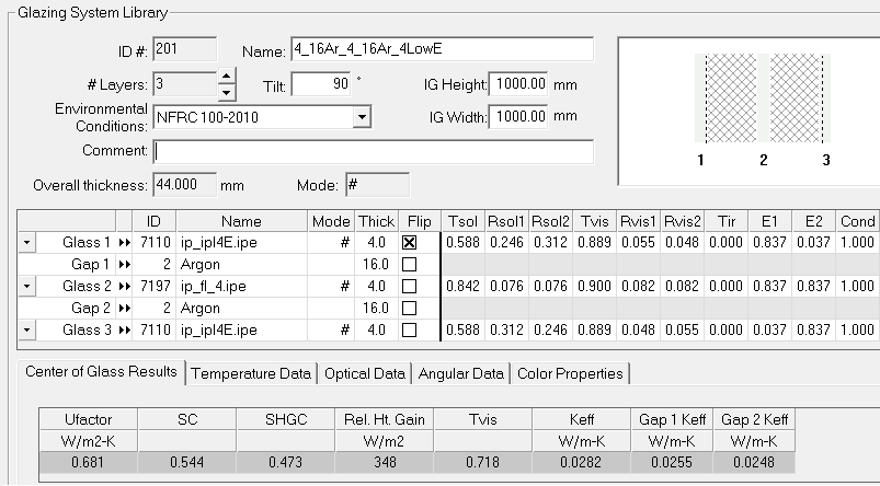 segítségével új anyagokat is definiálhatunk. Első lépésként a transzparens szerkezetek felépítésére a THERM 6 programhoz kapcsolható WINDOW 6 programban került sor (26. ábra és 12.