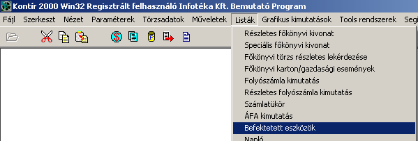 Listák 98 Ebben az ablakban azt állítottuk be, hogy az áfa analitikában a programunk a beszerzéshez kapcsolódó készpénzes tételeket külön gyűjtse össze adott áfa kulcson belül.