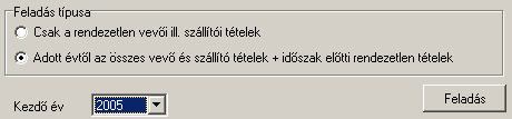 Tools rendszerek 146 Feladás típusa - Ebben az ablakban azt választhatjuk ki, hogy csak kizárólag azokat a folyószámla tételeket kívánjuk átadni a Pénzügyi modul felé, amelyekkel még további munkánk