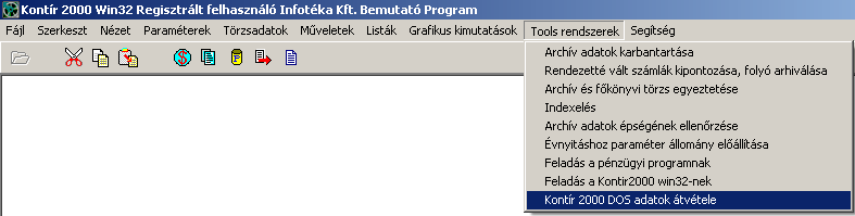 Tools rendszerek 150 dátuma! - Ennek a nyomógombnak a használatával lehetőség van arra, hogy egy-egy feladott adatot újra feladhatóvá tegyük a főkönyv felé!