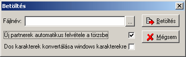 Könyvelés 78 Fájlnév - A mezőben a gombra kattintva, a windows fájlkezelőben megszokott módon megkereshetjük a feladási állományt.