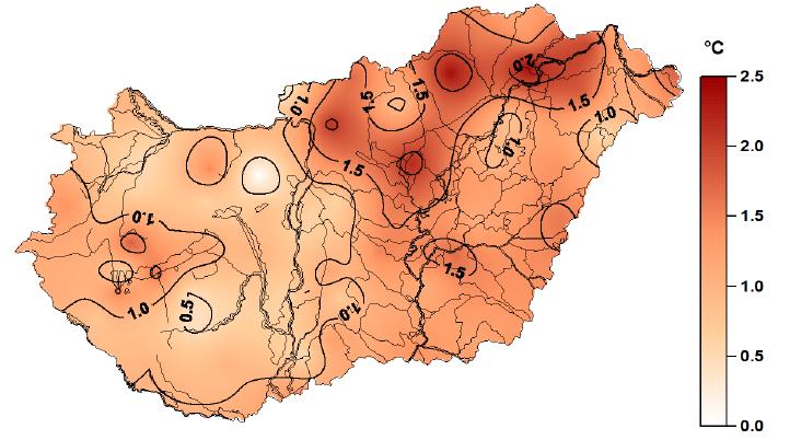 LÉGHŐMÉRSÉKLET TÉRKÉPEK 37 215. március 46. ábra: A 215.