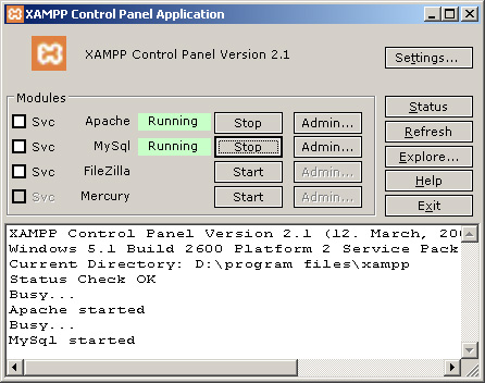 10. oldal Web programozás (0.6. verzió) A telepítés végezhető parancssorból is a setup-xampp.