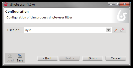 Task és Actor 2.5. ábra. Single user Actor Filter specikálása - 1. lépés Ezután adjuk meg a konkrét user-t (2.6. ábra), miután a 2.3.