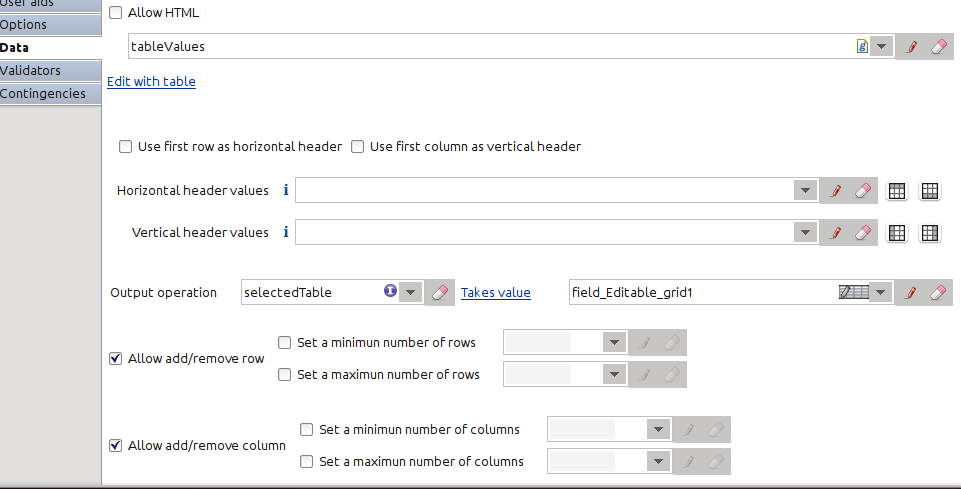 A Form designer használata Az Editable Grid lényegében egy olyan tábla komponens (lásd az el z pontot), aminek az elemei szerkeszthet ek a Form-on.