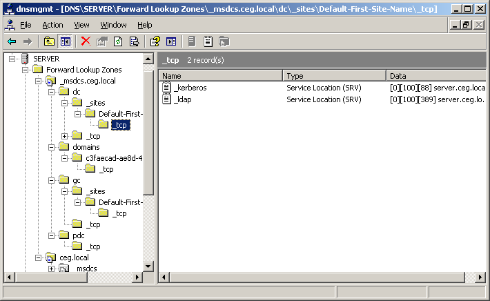 A DNS-szolgáltatás Az SRV-rekordok formátuma Az SRV-rekordok tehát az Active Directory-szolgáltatások eléréséhez szükségesek.