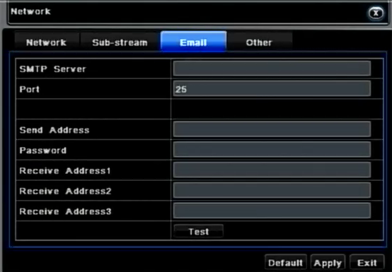 6. E-mail beállítás A funkció használatának feltétele hogy csatlakoztassa a DVR-t az internetre. 6.1 DVR beállítás SMTP cím: a mail szerver címe (pl. smtp.gmail.