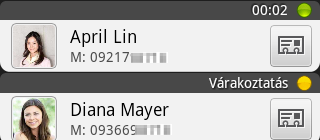44 Telefonhívások HTC hívóazonosító Minden alkalommal, amikor hívást kezdeményez, vagy a barátja felhívja, közvetlenül a telefon tárcsázó képernyőjén láthatja a barát legutóbbi állapotfrissítését az