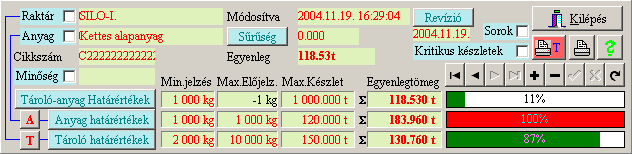 METRISoft KFT PW2.EXE Jármű Mérlegelő Program 22/11 Hmvhely Jókai u.30. Készlet nyilvántartás, recept kezelés 2.2.6.