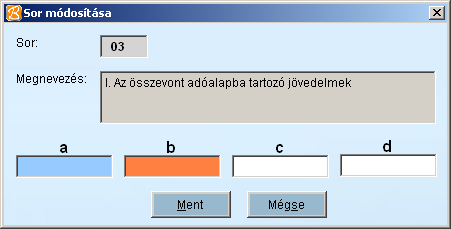 a sor módosítása gomb segítségével lehet Az adó járulék adatokat a képernyő aljára