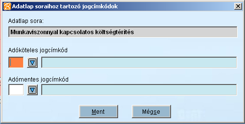 66 Bóra - Munkaügyi-, bér-és SZJA elszámoló rendszer Az egyes sorokra majd a jogcímkódok beállítása gombra kattintva állíthatjuk be a jogcímkódokat Az alábbi két sorra külön fokozottan figyeljen: 1