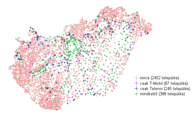 8. ÁBRA 3G szélessávú mobilinterent lefedettség Magyarországon 2011-ben Forrás: T-Mobile és Telenor cégadatok alapján saját szerkesztés2 A sokkal személyesebb felhasználói attitűdök, a