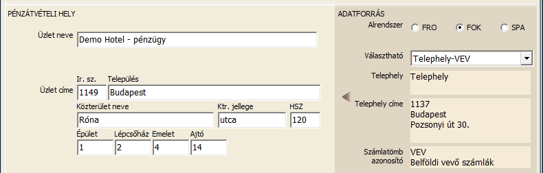 A fehér színre váltó adatbeviteli mezőkben új pénzátvevő hely általános adatait és számláinak forrása állítható be. 3.